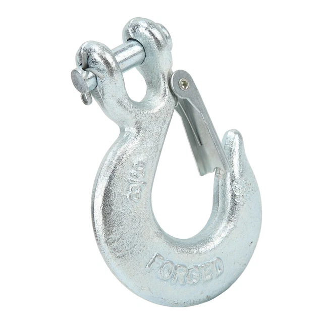 Crochet De Treuil 1/4" (6.3mm) Grade 70 Forgé - Plaqué Zinc, Loquet Sécurité - Capacité 1.8 Tonnes - Pour Treuils 4x4, Remorquage - 4