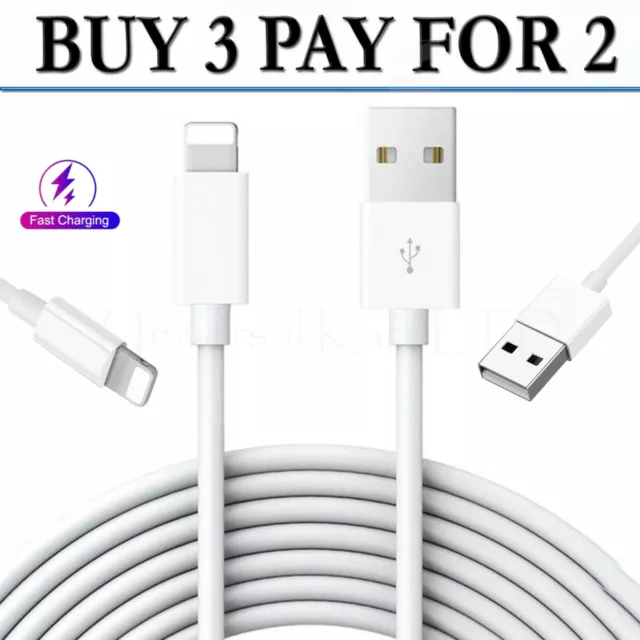 USB Cable For iPhone 7 8 6 XS 11/12 Max Long Charger Charging Data Lead 1m 2m 3m