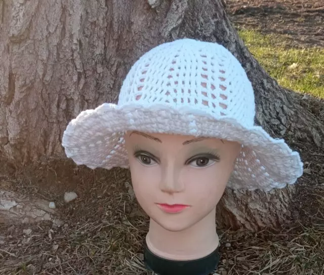 Womens summer write hat with brim hand crocheted.beret.fashion womens hat.mother