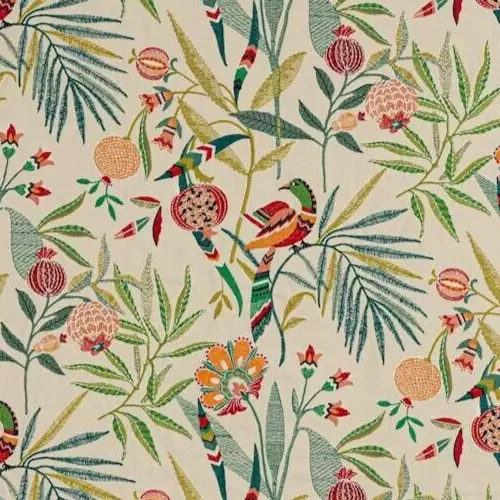 JANE CHURCHILL CURTAIN FABRIC DESIGN Pomegranate Tree 3.2 METRES EMBROIDERED