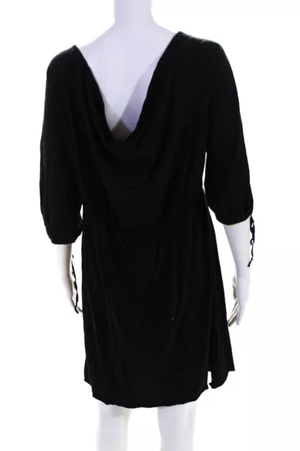 Michael Stars Womens Cotton V-Neck Drawstring Empire Waist Dress Black Size OS 3