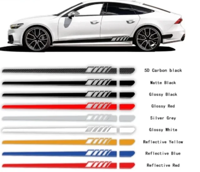 FOR AUDI A3 S3 RS3 RS4 RS6 Side Racing Stripes Stickers Vinyl Decals ...