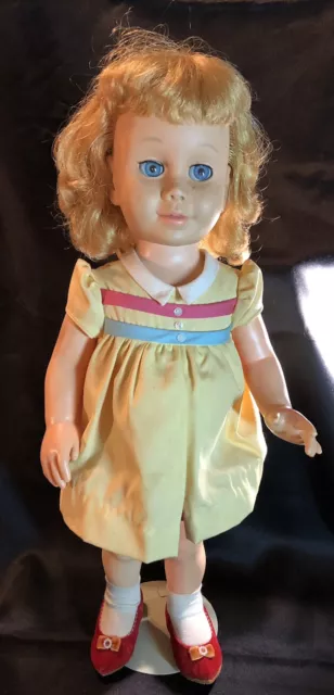 Vintage Mattel Chatty Cathy Doll 1960's Original Outfit Socks & Shoes W/Stand Vintage Mattel Chatty Cathy Doll 1960's Original Outfit Socks & Shoes W/Stand