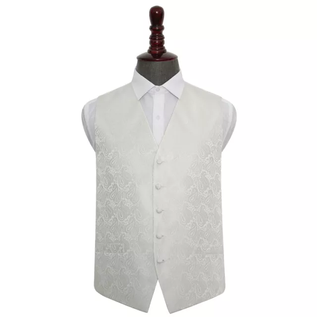 W9 Mens Ivory Paisley Wedding Evening Formal Waistcoat Smart Casual Tuxedo Vest