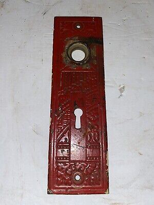Antique Brass Door Lock Skeleton Key Back Plate Architectural Salvage