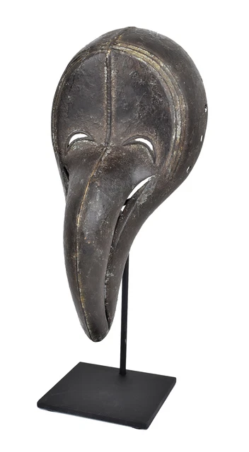 Dan Metal Bird Mask With Beak Liberia African Art