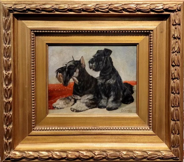 Laura Cassidy Cavalier King Charles Spaniel Von Zwei Schnauzer Hunde -öl Malerei