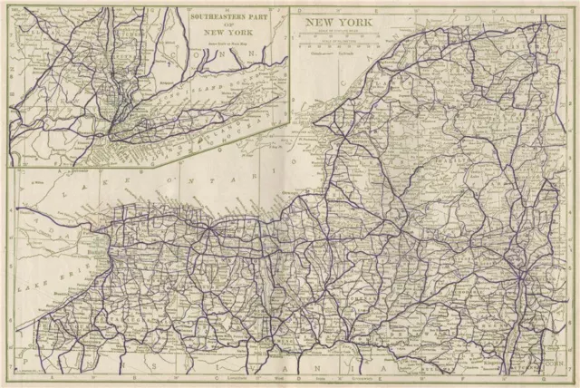 New York state State Highways. POATES 1925 old vintage map plan chart