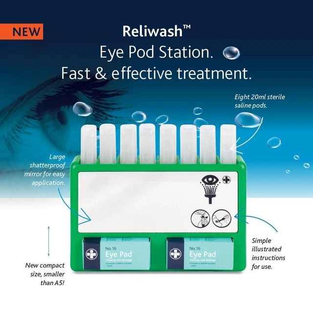 Premium Sterile Eyewash Pod Station - 20ml Wall Mountable Dressings Mirror