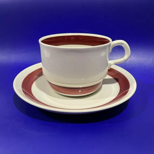 RORSTRAND SWEDEN TEA CUP + SAUCER  DUO DANISH MODERN - Red & White