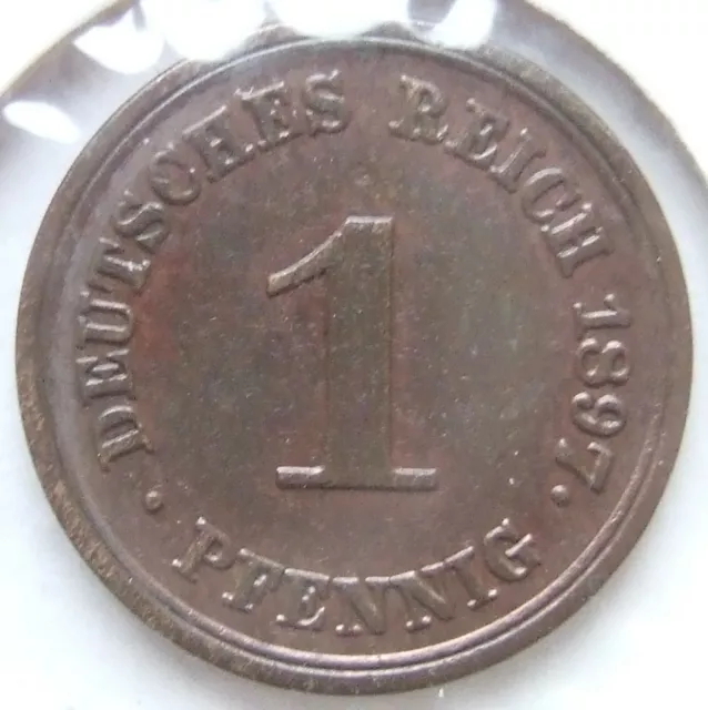 Moneta Reich Tedesco Impero Tedesco 1 Pfennig 1897 E IN Quasi Extremely fine