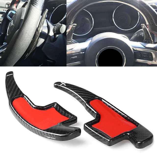 Carbon Fiber Steering Wheel Paddle Shifter Extension For Ford Mustang 2015-2017