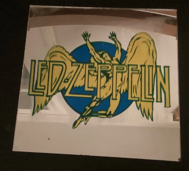 VINTAGE EARLY 1970'S LED ZEPPELIN Carnival Glass Mirror 6”x6”,era frame