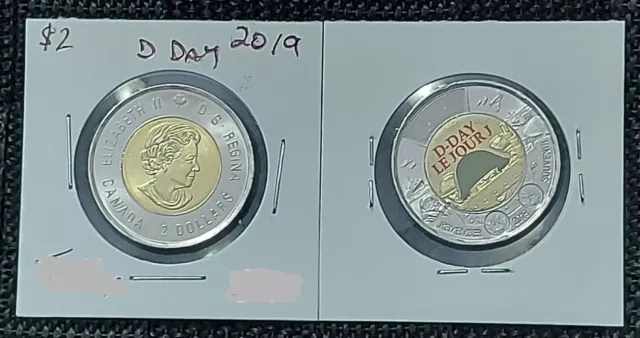 Canada $2 2019 D-Day 75th Anniversary Remembrance Colour Twoonie - BU From Roll