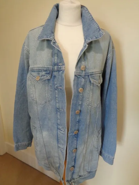 Forever 21 Oversized Blue Denim Jacket With Pockets - Size Small
