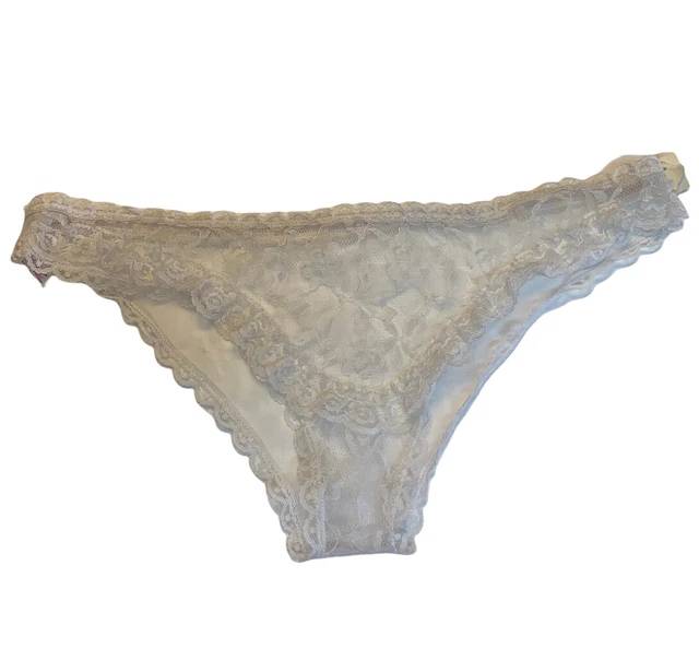 VINTAGE WHITE SHEER Lace Hi Cut Bikini Skimpy Panties Made in USA NEW
