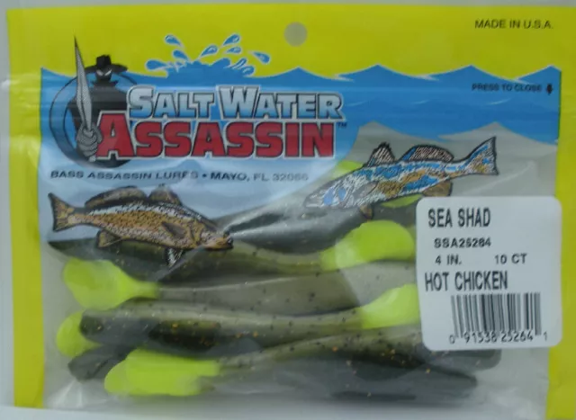 Bass Assassin SSA25264 4 " Mer Alose 10 Pk Chaud Poulet