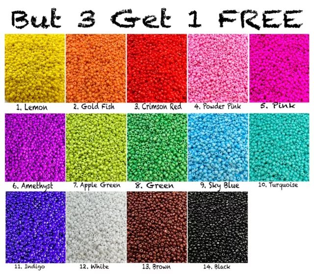 2MM Glass Seed Beads 50Gram 11/0 Jewellery Craft Making Bracelet UK Stock