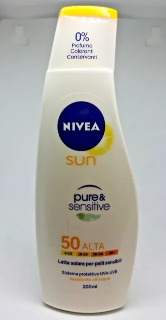 Nivea sun pure & sensitive spf50 alta latte solare pelli sensibili 200 ml