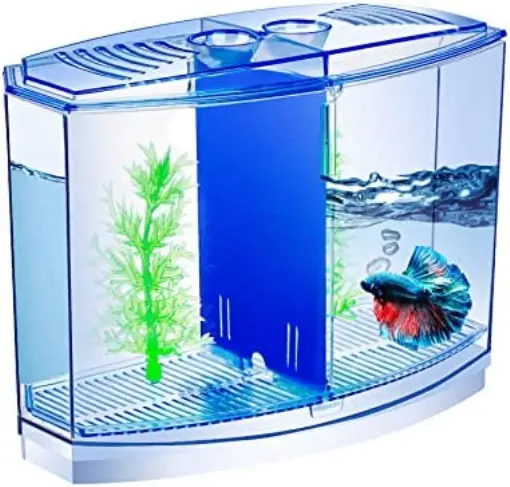 Betta Fish Tank - Mini Betta Bowl Kit Small Aquarium with Divider - 2/5 Gallon - 6