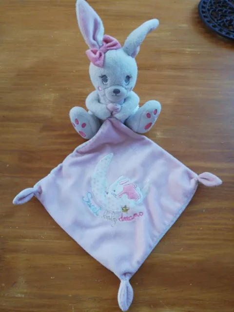 Doudou Simba Toys Lapin Blanc Rose Mouchoir Sweet Baby Dreams Pois Lune noeud
