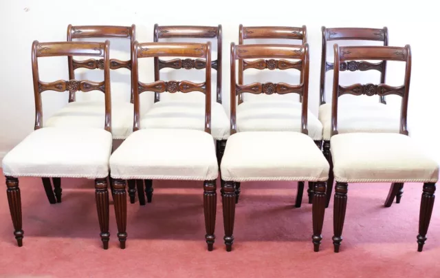 Lovely Set Of Eight Regency Mahogany Dining Chairs