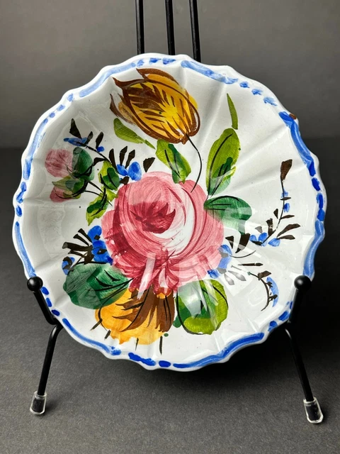 Nove Rose Italy Majolica Hand Painted Bowl Fruit Desert Floral 1930s