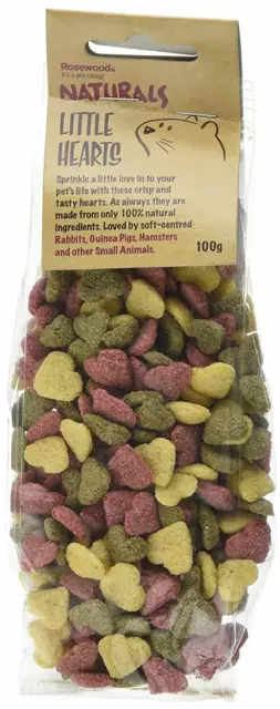 Rosewood Naturals Little Hearts Treats for Rabbits Guinea Pigs Hamster Food 100g