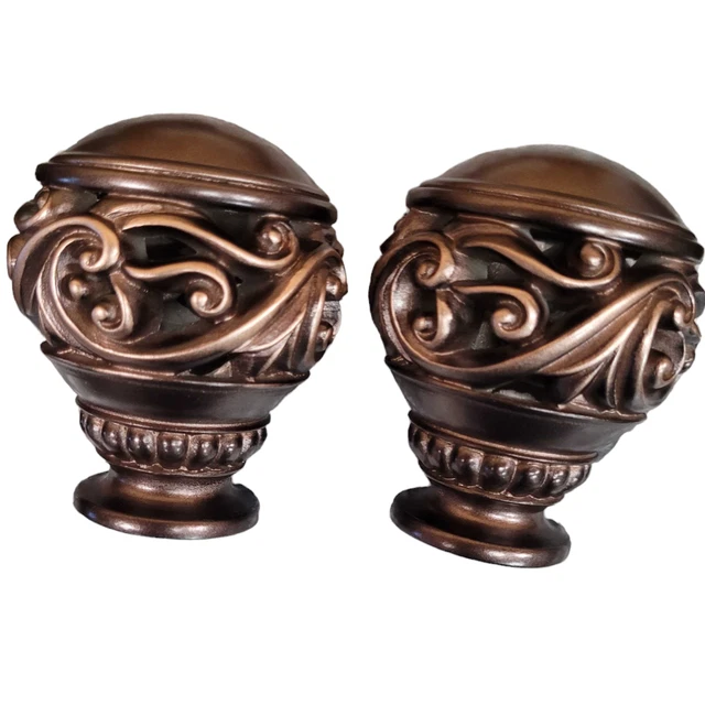 Rod Desyne Claudia Finials, 1 Pairs, Bronze Used for 1"D Curtain Rods, NIB