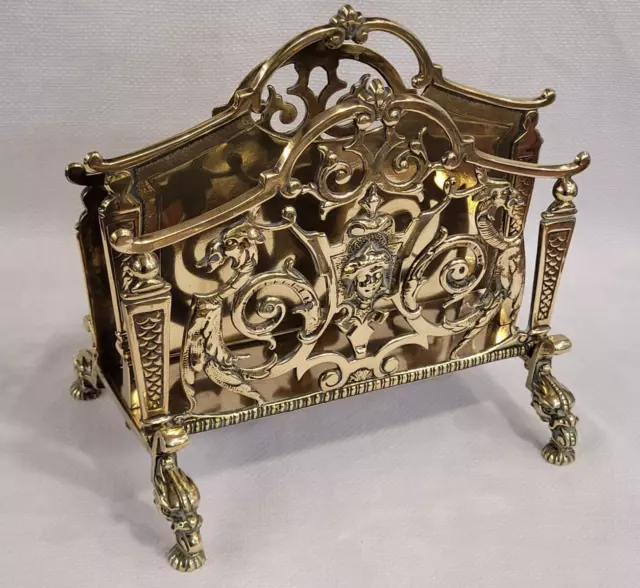 A Large Antique Cast Brass Or Bronze "Mythical Creatures" Desktop Letter Rack.