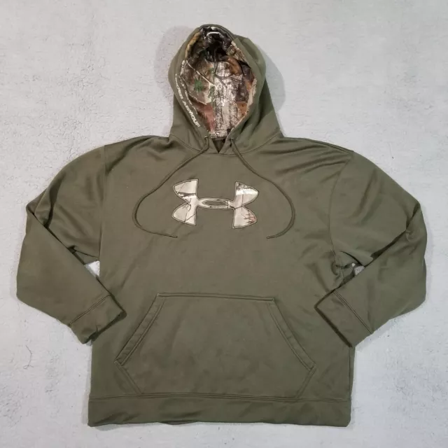 Under Armour Hoodie Mens Extra Large Green Realtree Camo Pullover Sweatshirt