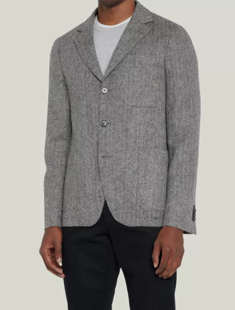 $735 Officine Generale Mens Gray Herringbone Blazer Suit Jacket Size EU 50/US 40