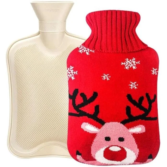 Winter Wärmflasche mit Bezug ca.2L Wärmekissen Bettflasche Bauch Rücken Nacken