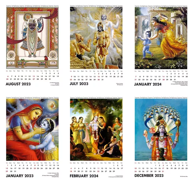 2024 MONTHLY HINDU God Krishna Wall Calendar US 38.33 PicClick