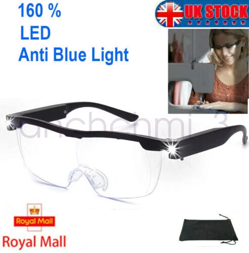 LED HD Magnifying Eyewear Glasses 1.6x zoom Enlarge USB version with light