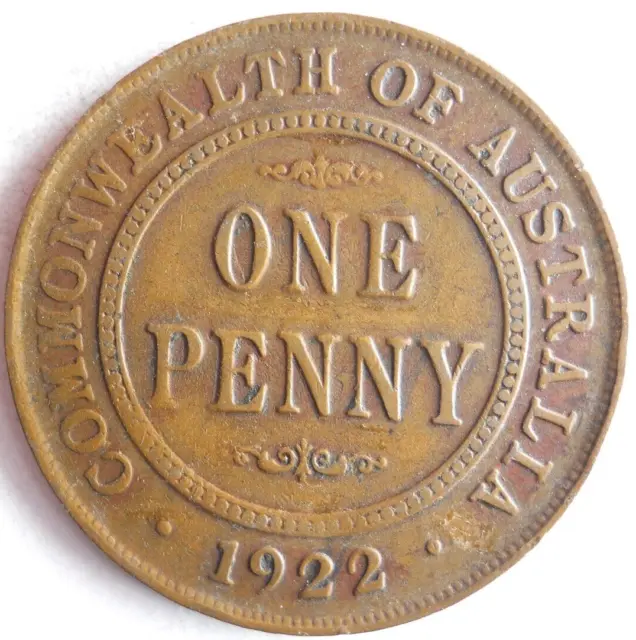 1922 AUSTRALIA PENNY - Excellent Collectible Coin - FREE SHIP - Bin #703