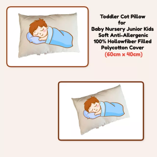 Baby Toddler Cot Pillow Nursery Junior Kids Anti-Allergy Comfort Pillow(40x60cm)