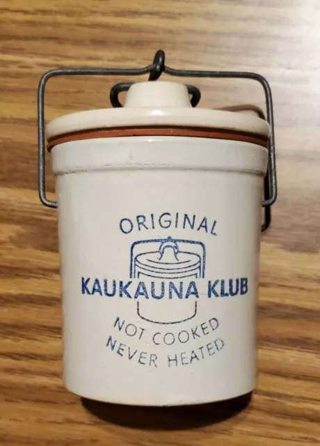 Vintage Cheese Crock Stoneware Kaukauna Klub Wire Bale Lid