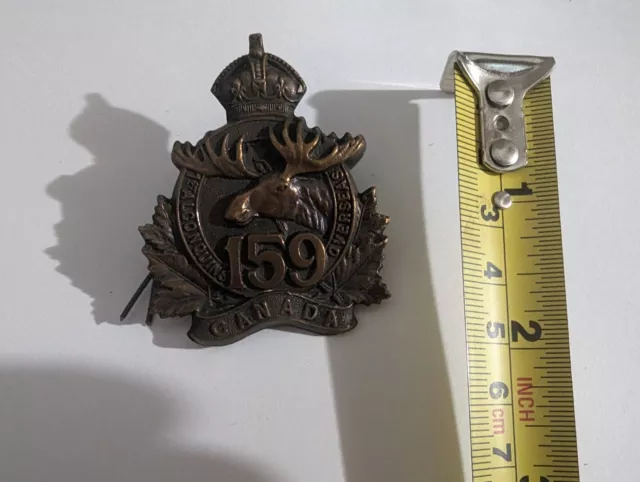 Original WW1 World War 1 Cap Badge Canada 159 Overseas Battalion