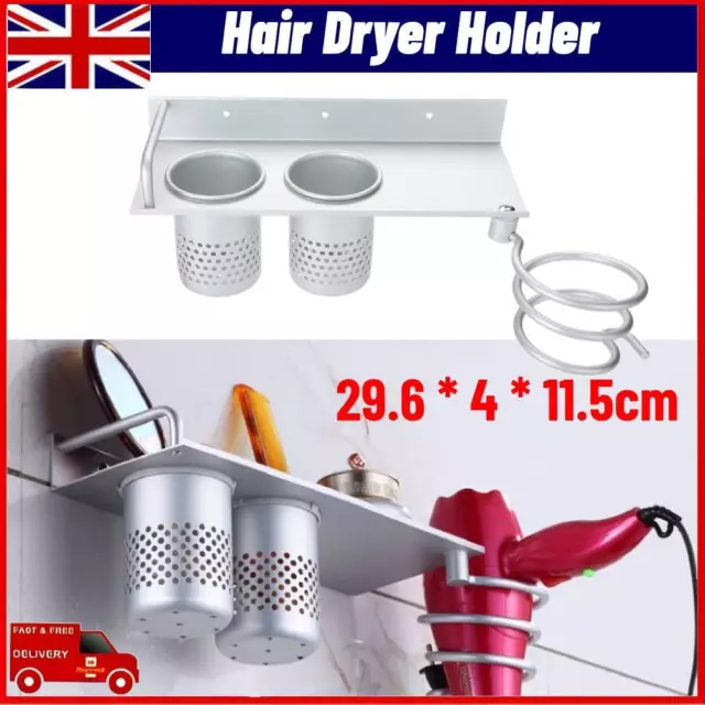 Hair Dryer Straightener Holder Wall Rack Shelf stand Storage Organizer Sliver