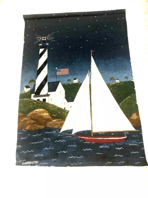 Warren Kimble Tapestry Coastal Breeze Sailboats Lighthouse  26" x 36" Wall Decor