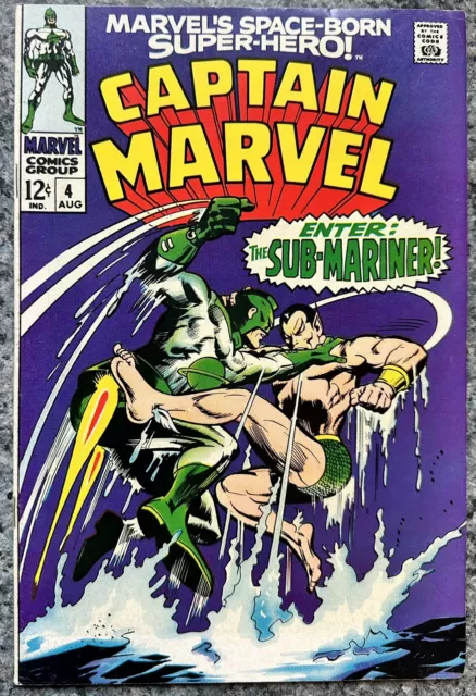 CAPTAIN MARVEL #4 1968 SUB-MARINER! ARTWORK by GENE COLAN! VF+ Bagged & Boarded