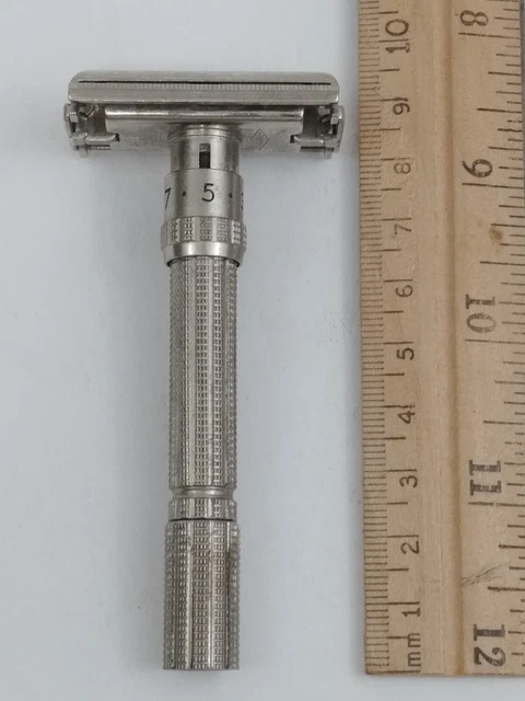 Vintage Gillette DE Safety Razor Slim Adjustable 1-9 TTO Twist Open USA K-4 1965 4