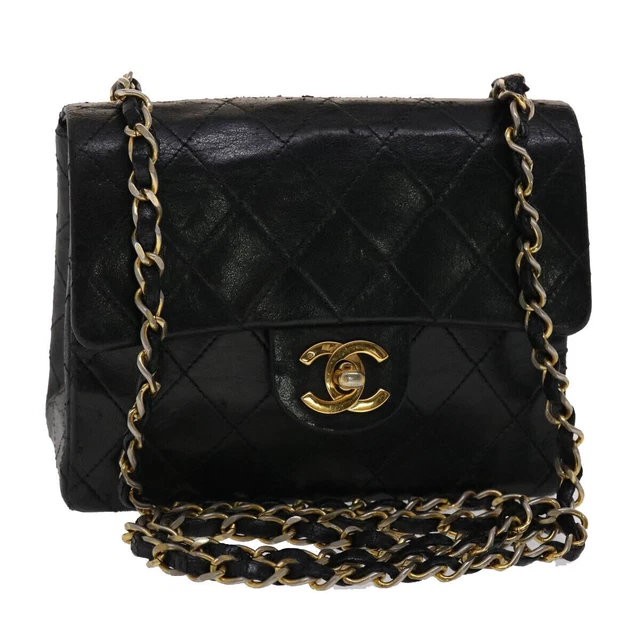 CHANEL MATELASSE (FLAP) CC Filigree Chain Shoulder Bag/Black/Gold