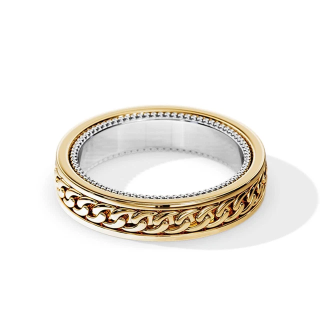 Alliance En Or Jaune 14K Solide Taille 9.5 - Bague Unisexe Simple Et Intemporelle