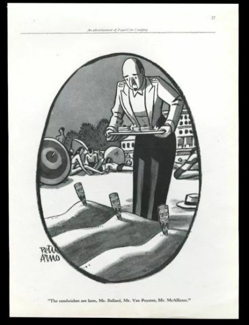 1942 Peter Arno Pepsi-Cola beach cartoon art vintage print ad