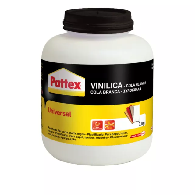 Colle Vinyle Pattex 1 KG Autocollant Vinyle Plastifié pour Carton Ou Liège