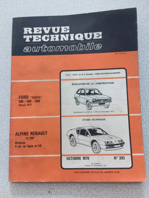 Rta Revue Technique Automobile Etai N°393 Alpine Renault A310 Ford Fiesta 1979