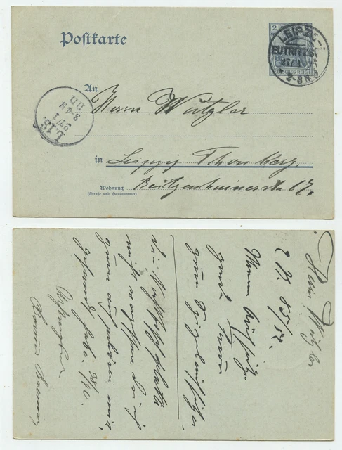 90968 - Ganzsache P 63 X - Postkarte - Leipzig-Eutritzsch 17.1.1905