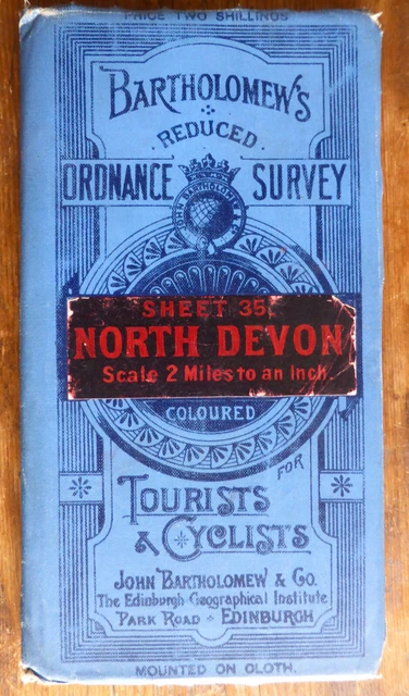 Map - Bartholomew's Reduced Ordnance Survey (North Devon - Circa 1912) Cloth